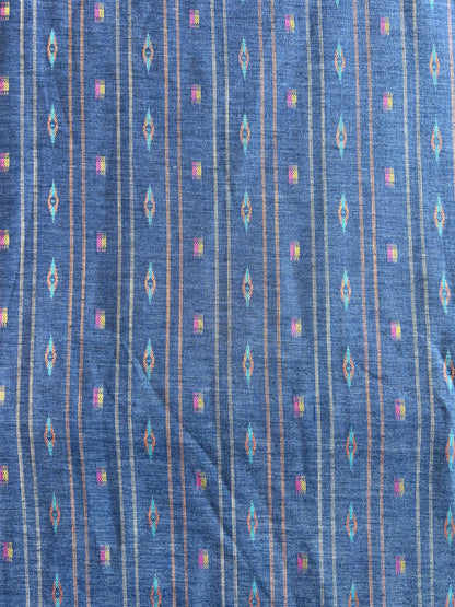 Blue Self Weaved Cotton Fabric