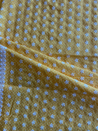 Yellow Polka Dots Buti Embroidered Cotton Voile Fabric