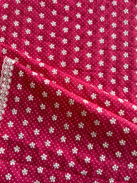 Pink Polka Dots Buti Embroidered Cotton Voile Fabric