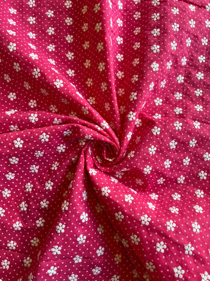 Pink Polka Dots Buti Embroidered Cotton Voile Fabric