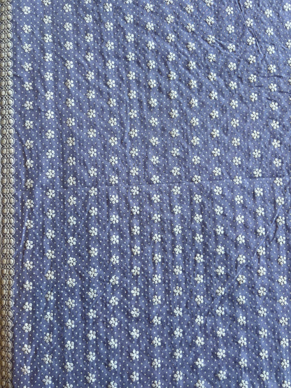 Lavander Polka Dots Buti Embroidered Cotton Voile Fabric