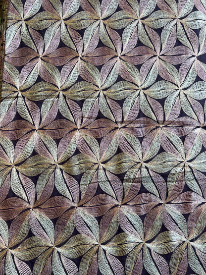 Coffee Multi Colour Embroidered 2 by 2 Rubia Fabric