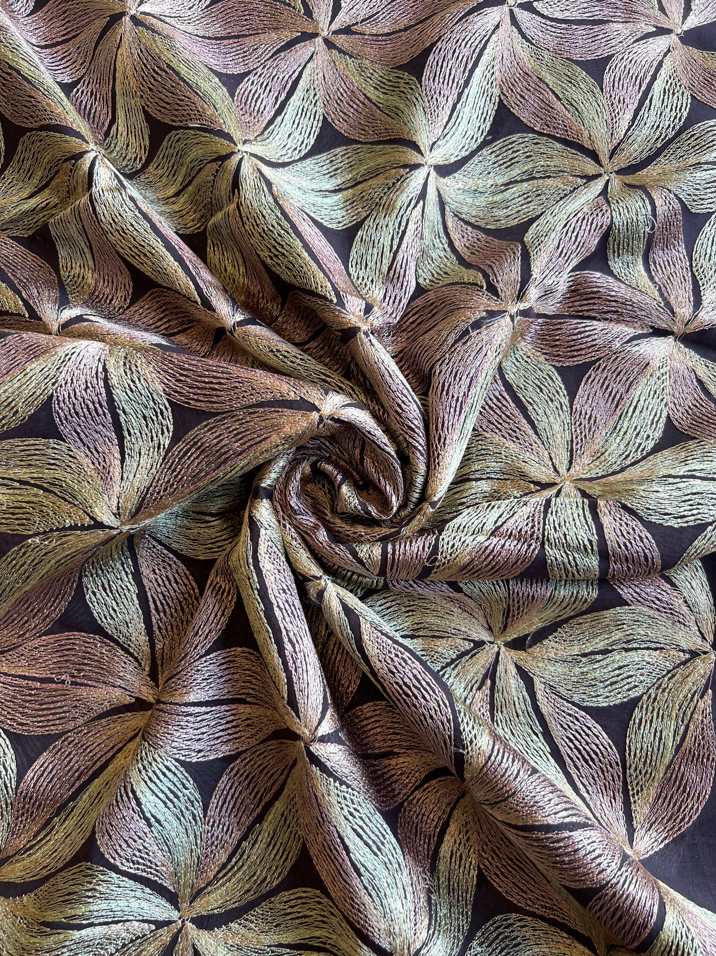 Coffee Multi Colour Embroidered 2 by 2 Rubia Fabric