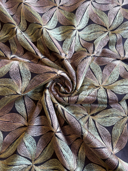 Coffee Multi Colour Embroidered 2 by 2 Rubia Fabric