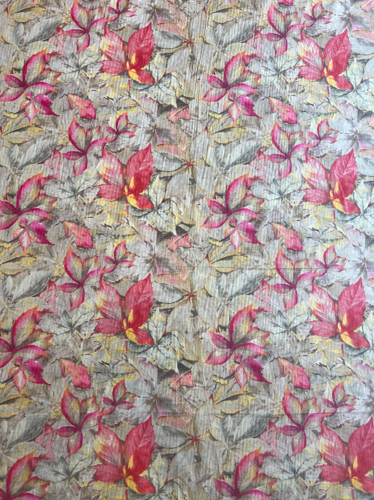 Peach Floral Printed Cotton Fabric