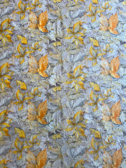 Yellow Floral Printed Cotton Fabric