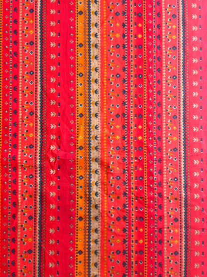 Red Abstract Printed Cotton Fabric