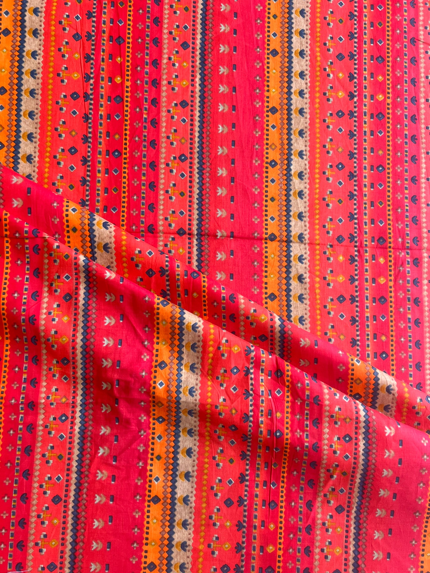 Red Abstract Printed Cotton Fabric