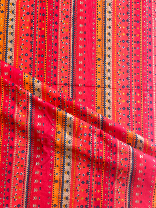 Red Abstract Printed Cotton Fabric