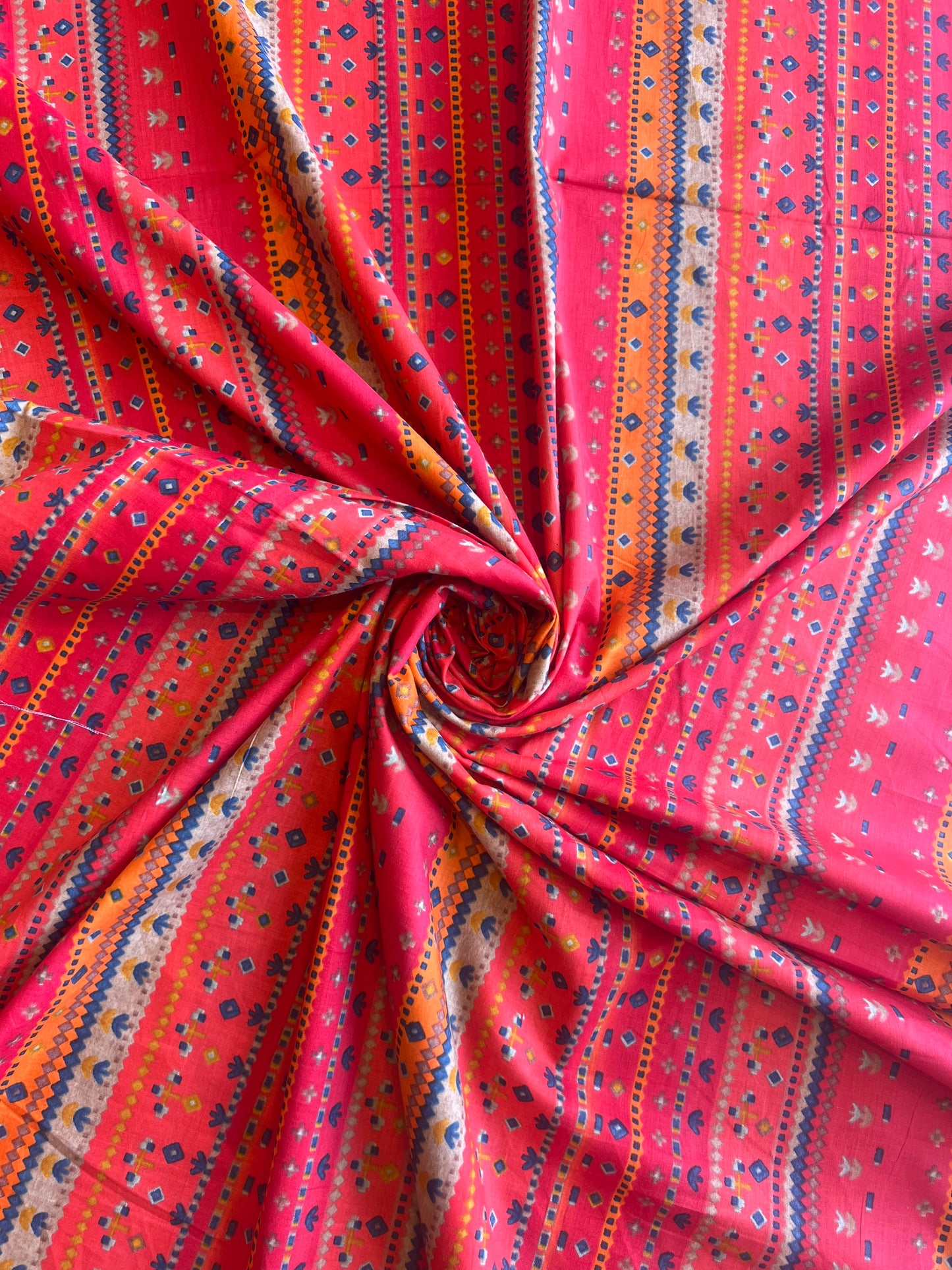 Red Abstract Printed Cotton Fabric