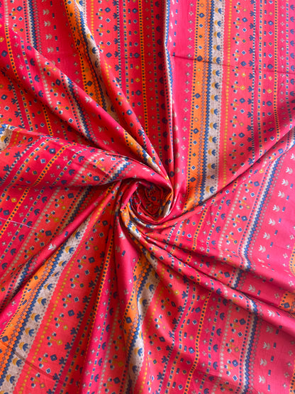 Red Abstract Printed Cotton Fabric