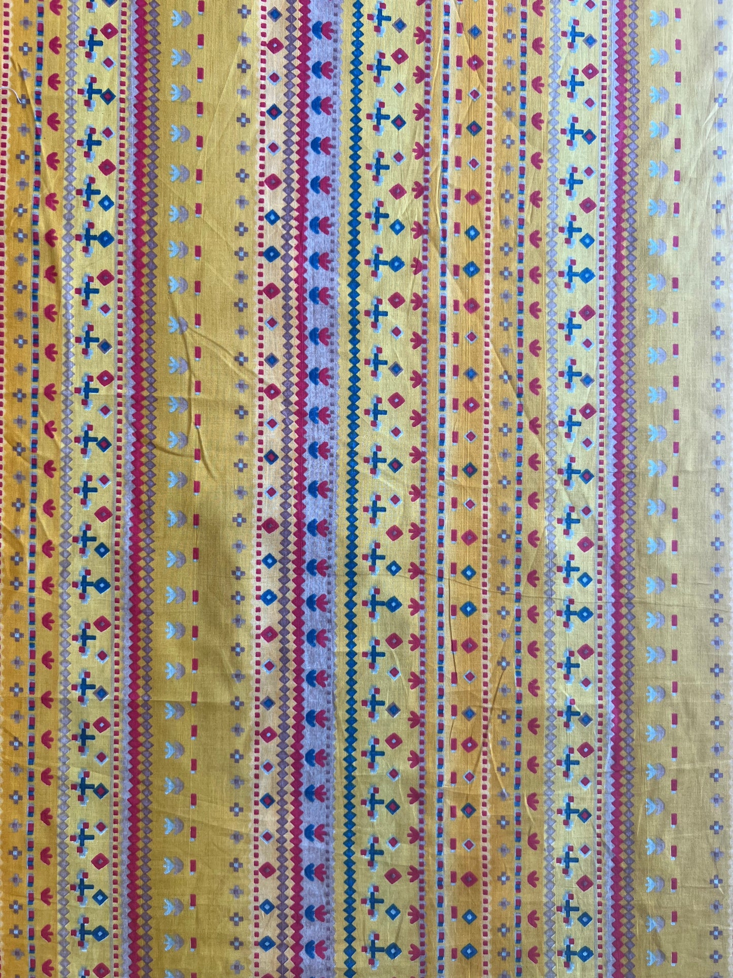Yellow Abstract Printed Cotton Fabric