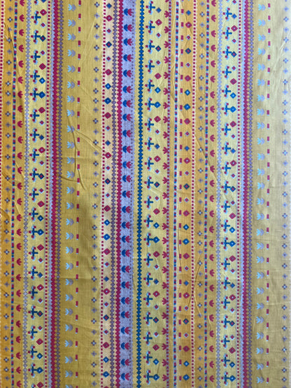 Yellow Abstract Printed Cotton Fabric