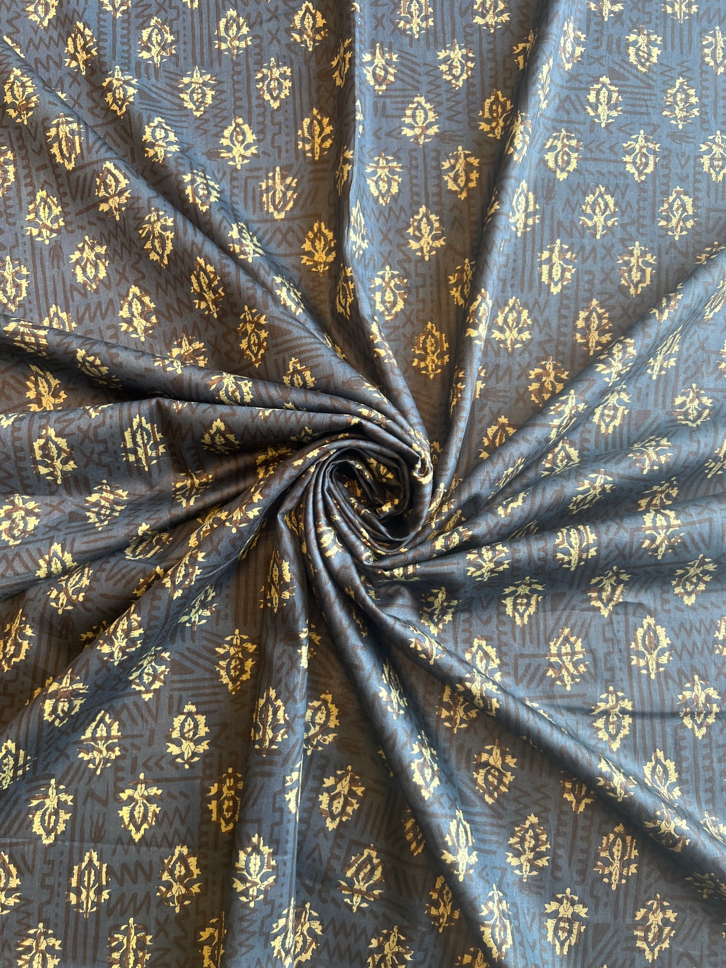 Blue Batik Printed Glace Cotton Fabric