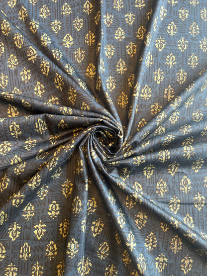 Blue Batik Printed Glace Cotton Fabric