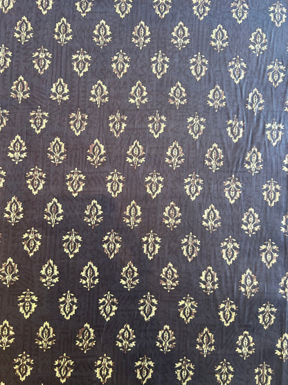 Black Batik Printed Glace Cotton Fabric