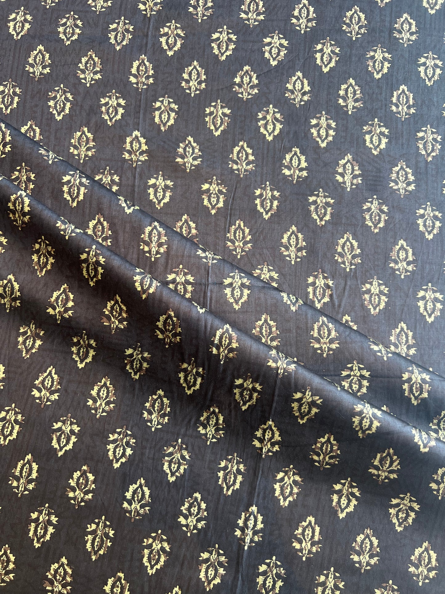 Black Batik Printed Glace Cotton Fabric