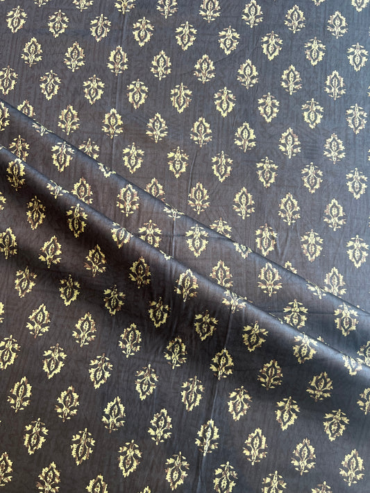 Black Batik Printed Glace Cotton Fabric