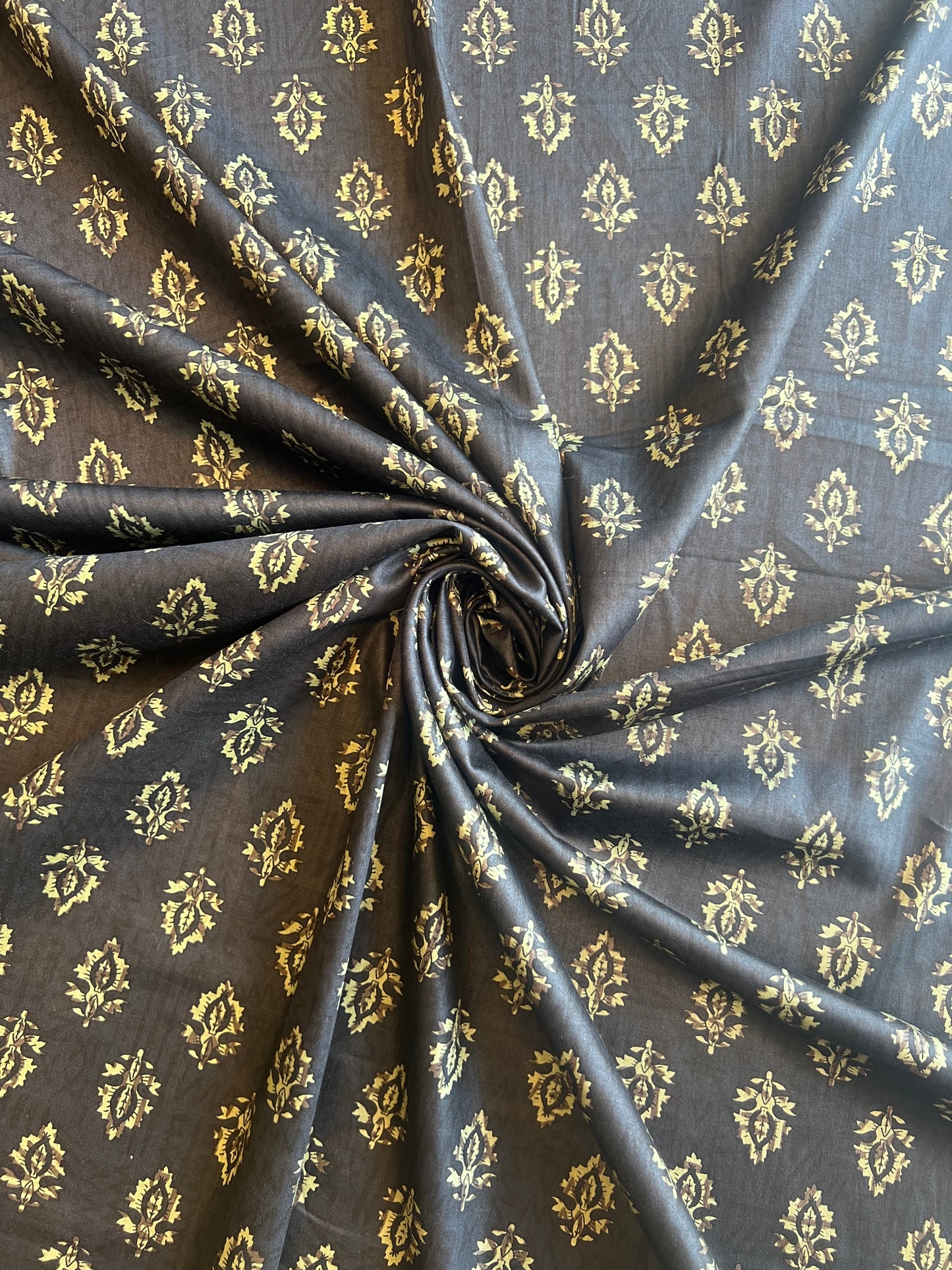 Black Batik Printed Glace Cotton Fabric