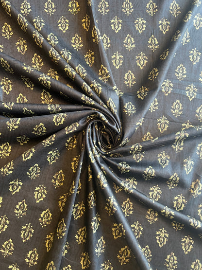 Black Batik Printed Glace Cotton Fabric