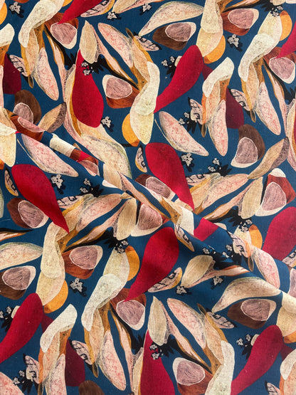 Abstract Multicolour Print Cotton Linen Fabric