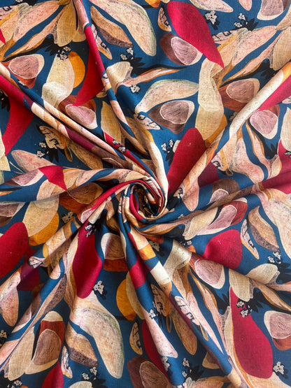 Abstract Multicolour Print Cotton Linen Fabric