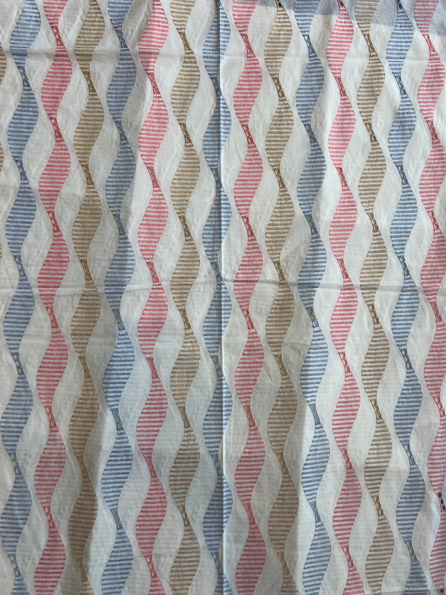 Multi Colour Zig Zag Embroidered 2 by 2 Rubia Fabric