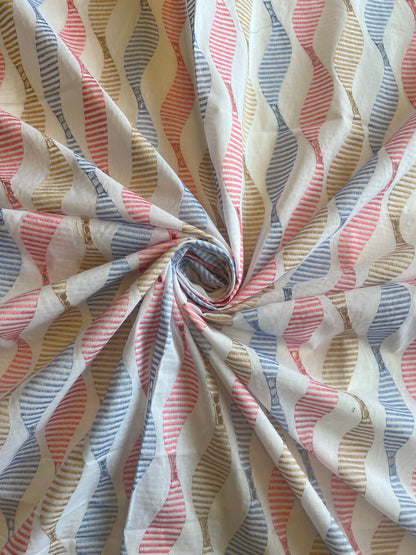 Multi Colour Zig Zag Embroidered 2 by 2 Rubia Fabric