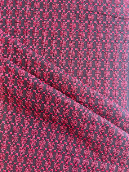 Maroon Embroidered Cotton Voile Fabric