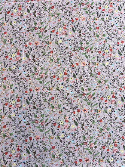 Peach Floral Printed Cotton Fabric