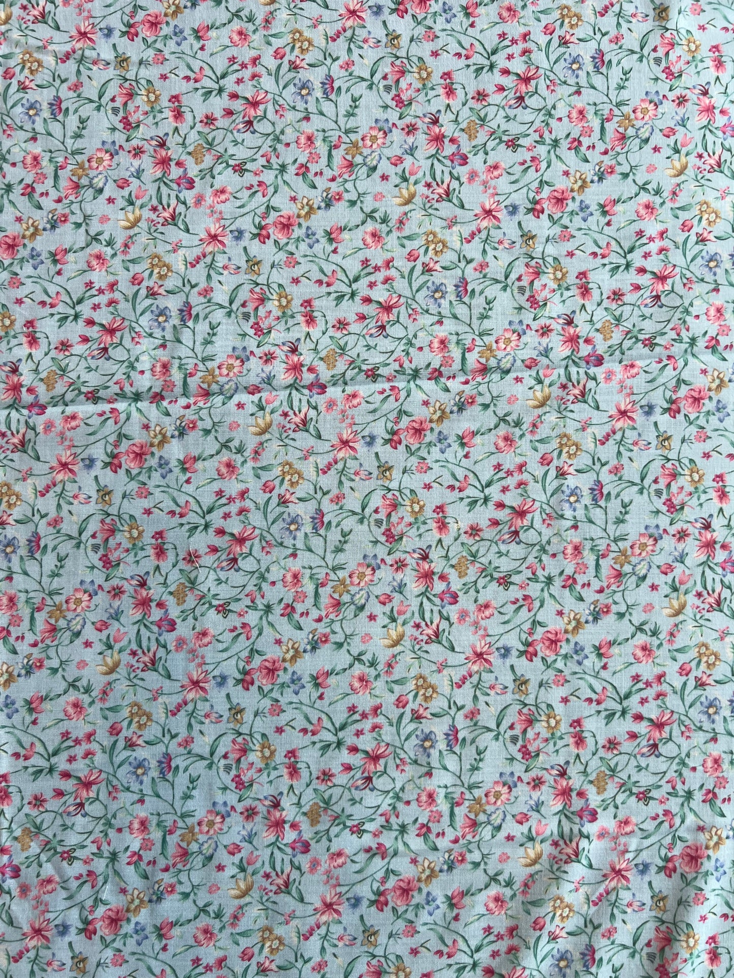 Blue Floral Mercerized Cotton Fabric