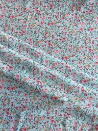 Blue Floral Mercerized Cotton Fabric
