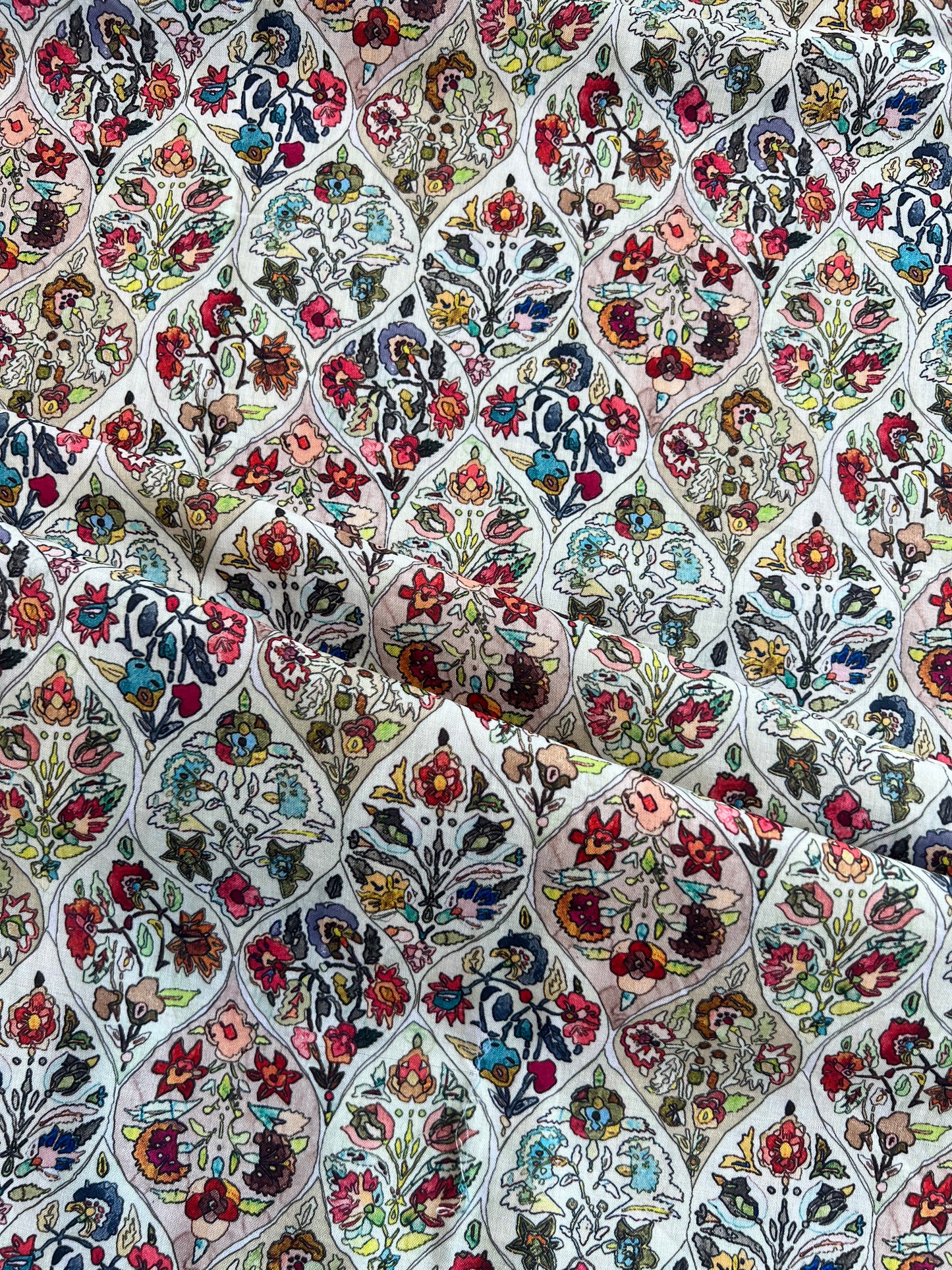 Multi colour Mugal Printed Cotton Fabric