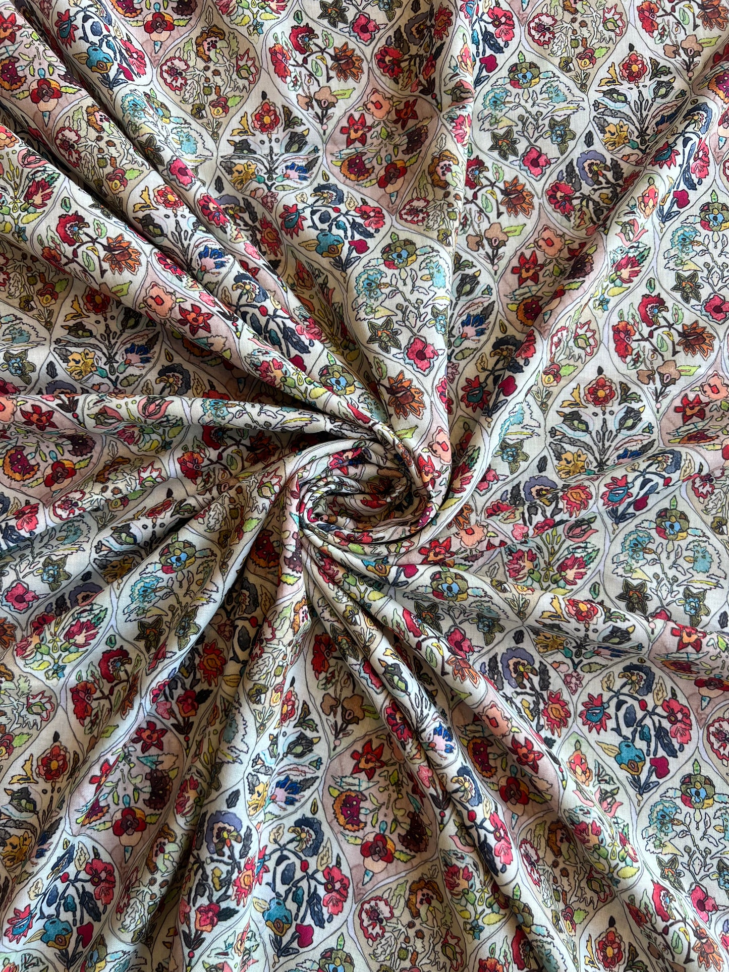 Multi colour Mugal Printed Cotton Fabric