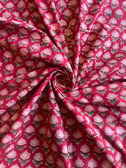 Pure Cotton Hand Block Printed Fabric