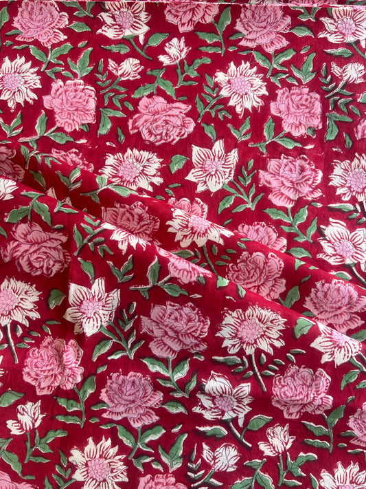 Pure Cotton Hand Block Printed Fabric