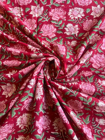 Pure Cotton Hand Block Printed Fabric