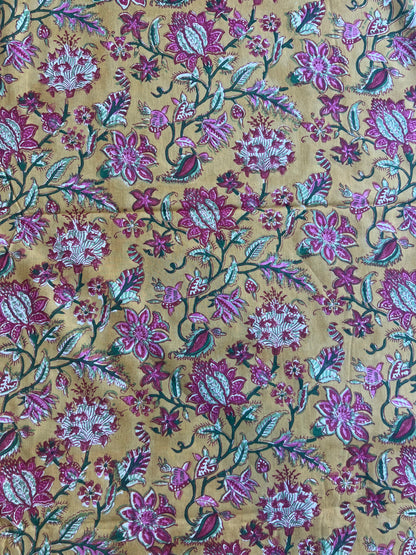 Pure Cotton Hand Block Printed Fabric