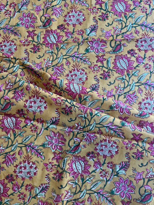 Pure Cotton Hand Block Printed Fabric