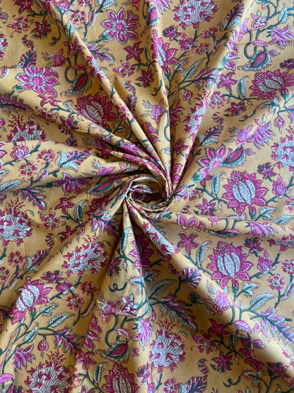 Pure Cotton Hand Block Printed Fabric