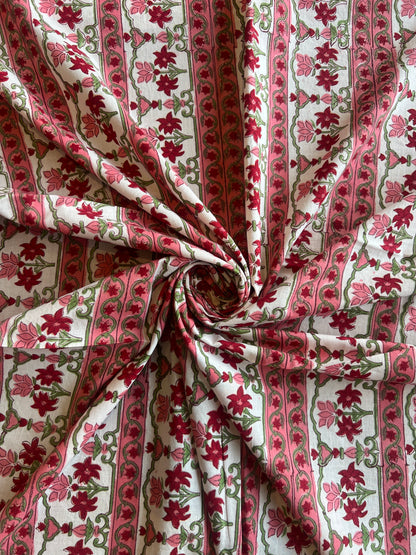 Pure Cotton Hand Block Printed Fabric