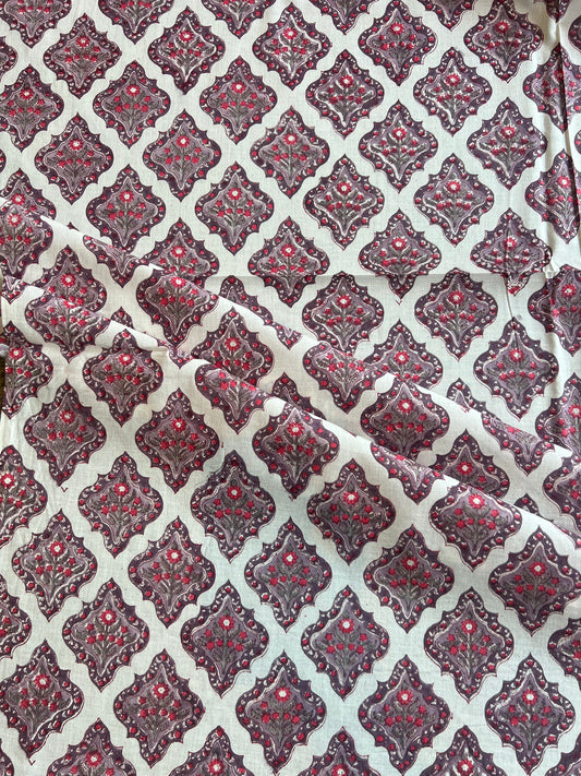 Pure Cotton Hand Block Printed Fabric