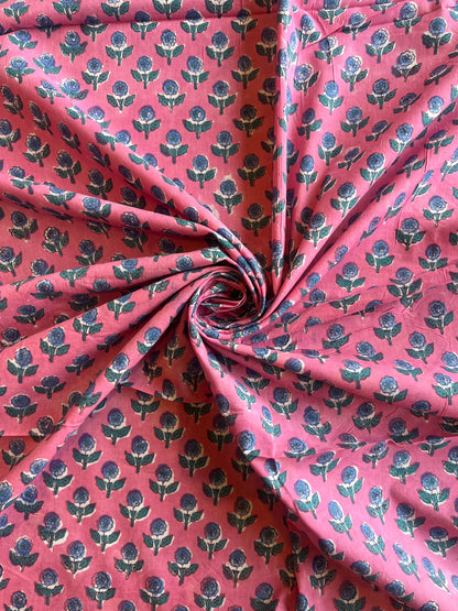 Pure Cotton Hand Block Printed Fabric