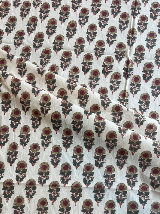 Pure Cotton Hand Block Printed Fabric