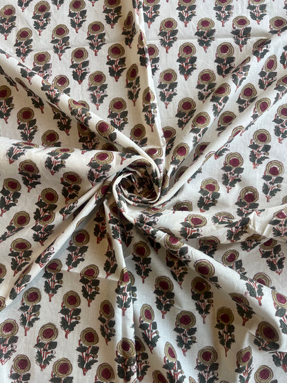 Pure Cotton Hand Block Printed Fabric