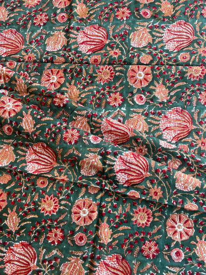 Pure Cotton Hand Block Printed Fabric