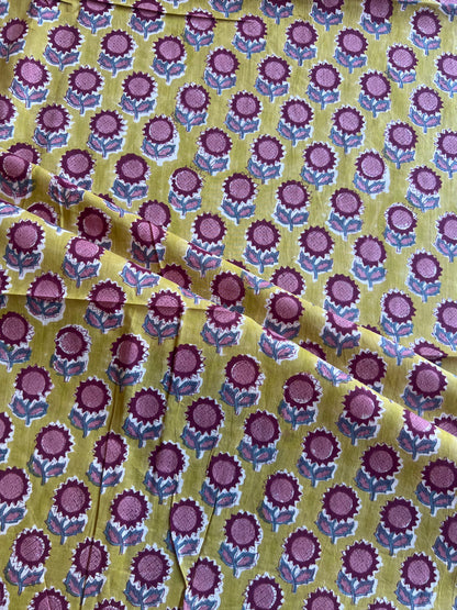 Pure Cotton Hand Block Printed Fabric