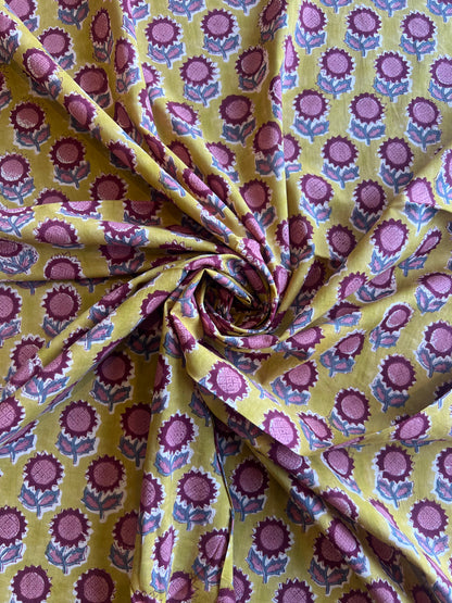 Pure Cotton Hand Block Printed Fabric