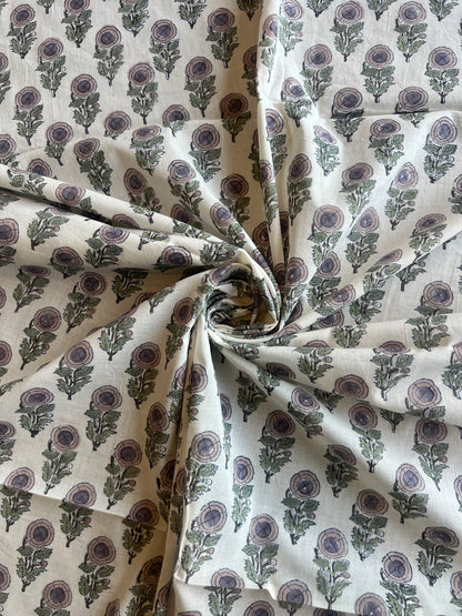 Pure Cotton Hand Block Printed Fabric