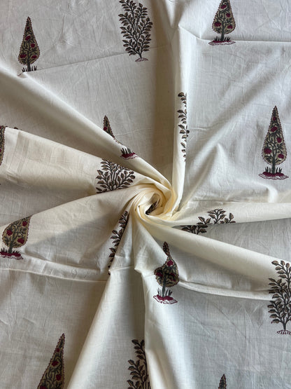 Pure Cotton Hand Block Printed Fabric